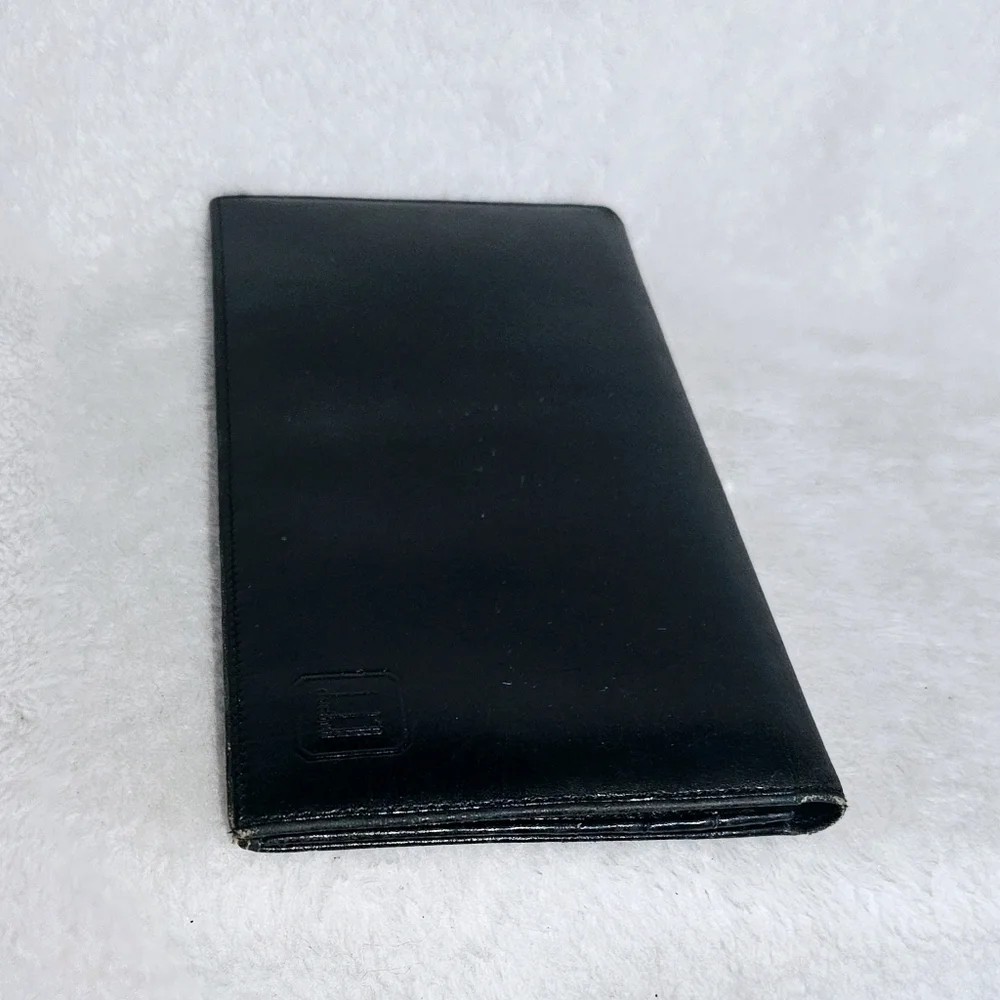 Dunhill Vintage Mens Black Leather Long Coat Wallet